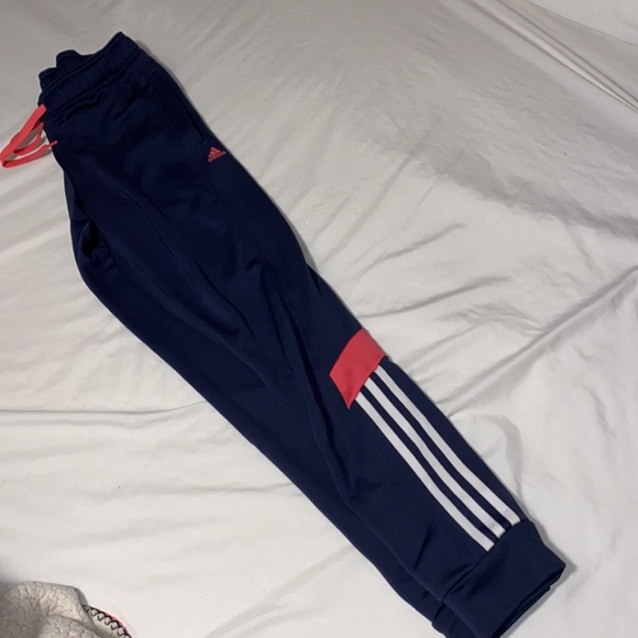 Navy / Pink Detail Adidas Zip Hoodie and Joggers Set - Picture 4 of 7